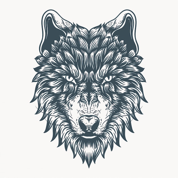 Ilustración de dibujado a mano de cara de lobo