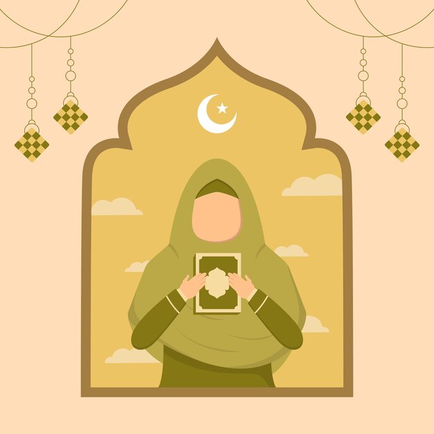 Vector ilustración de dibujado a mano del concepto de día de saludo de ramadan kareem