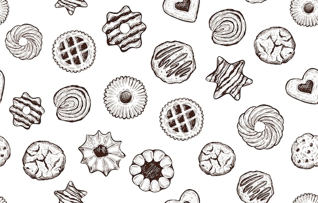 Ilustración de dibujado a mano conjunto de galletas