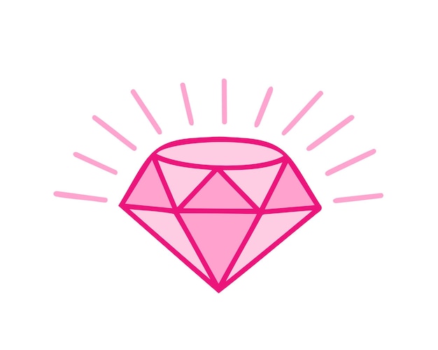 Ilustración de dibujado a mano de cristal de diamante rosa