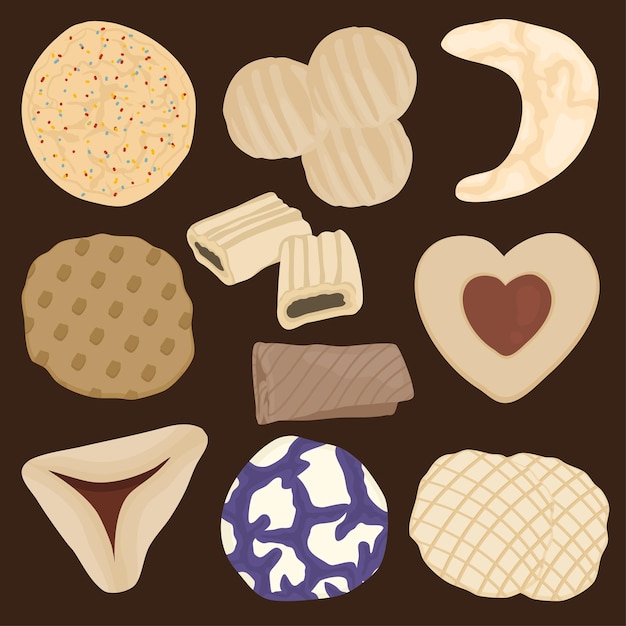 Vector ilustración de dibujado a mano lindo de galletas dulces