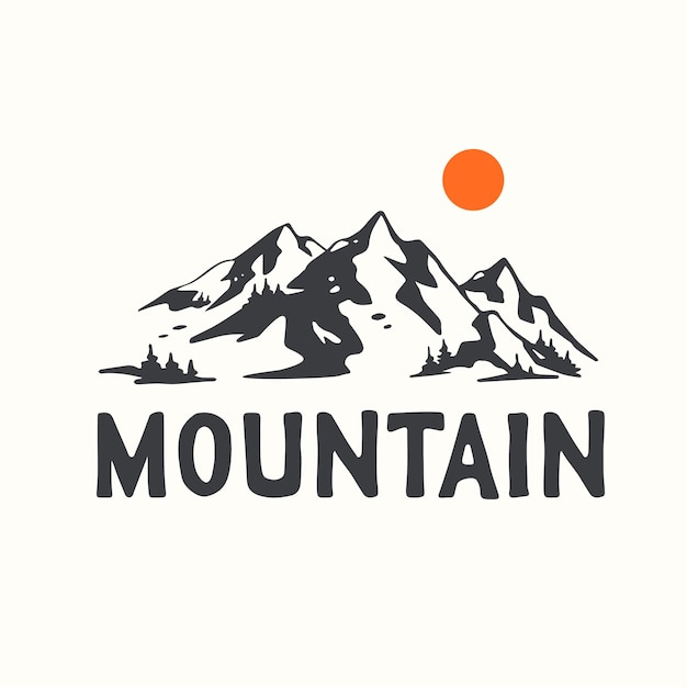 ilustración de dibujado a mano de logotipo de montaña