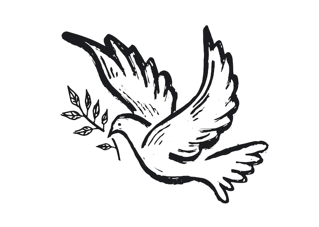 Ilustración de dibujado a mano paloma de la paz
