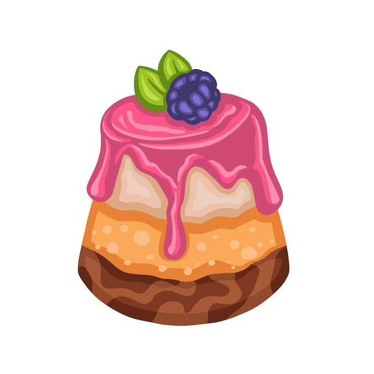 Vector ilustración de dibujado a mano de postre de soufflé de mora delicada