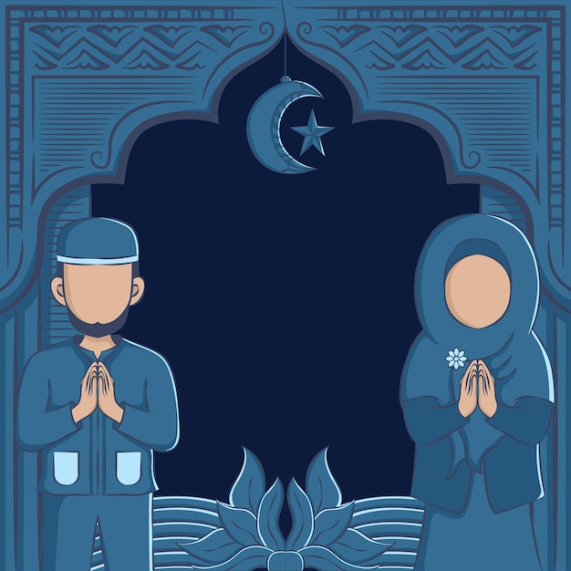 Vector ilustración de dibujado a mano de la tarjeta de felicitación de ramadan kareem.