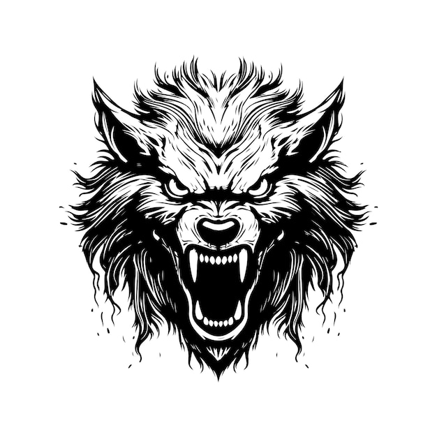ilustración de dibujado a mano vintage monstruo lobo