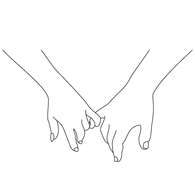 Ilustración dibujando una mano haciendo una promesa como un concepto de amistad pareja amorosa cogidos de la mano