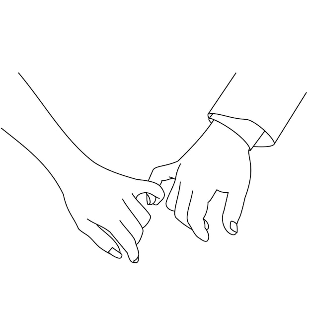 Ilustración dibujando una mano haciendo una promesa como un concepto de amistad Pareja amorosa cogidos de la mano