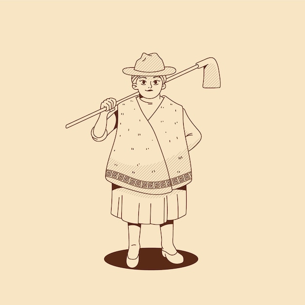 Vector ilustración de dibujo de un agricultor dibujado a mano