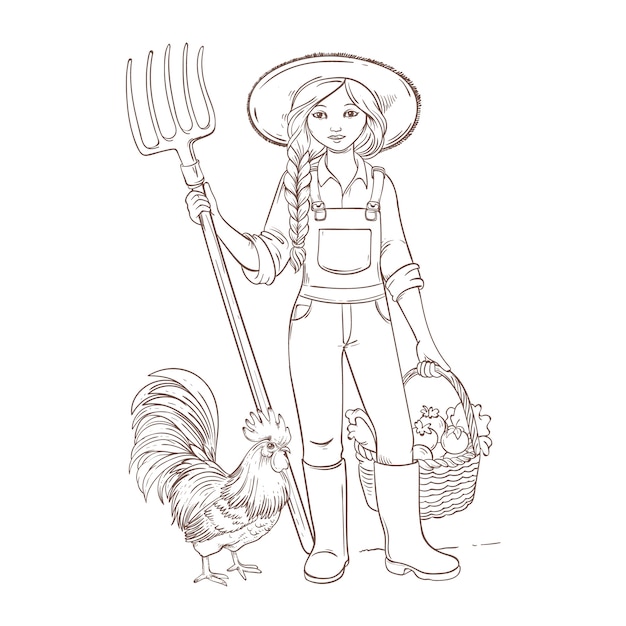 Ilustración de dibujo de un agricultor dibujado a mano