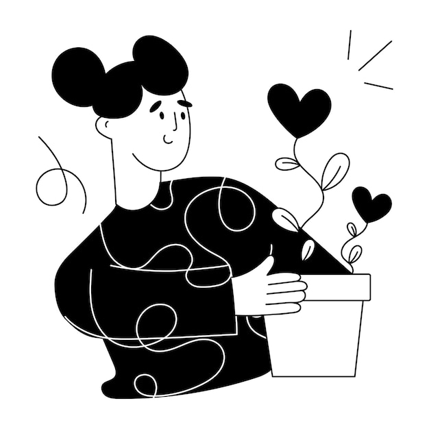 Ilustración de dibujo del amor de las plantas