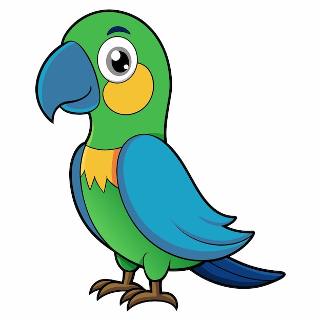 Ilustración de un dibujo animado de loro lindo