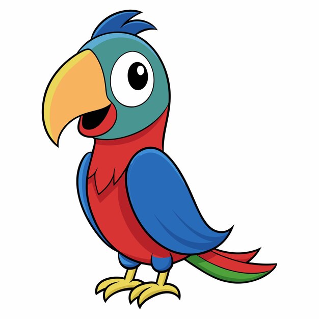 Ilustración de un dibujo animado de loro lindo
