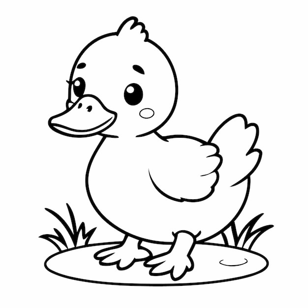 Vector ilustración de dibujo animado de pato para página de colorear