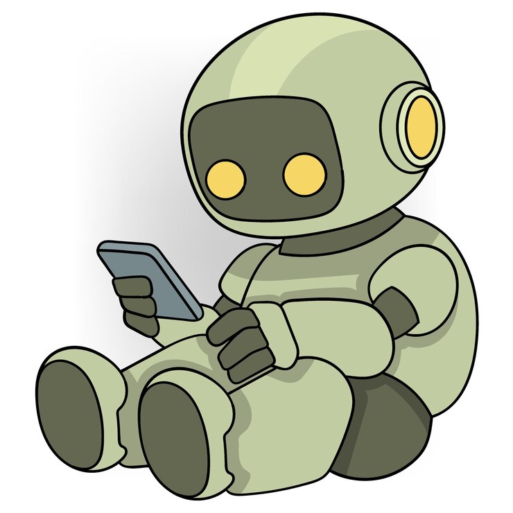 Vector ilustración de dibujo animado de la tecnología moderna que es capaz de responder a las preguntas de la gente