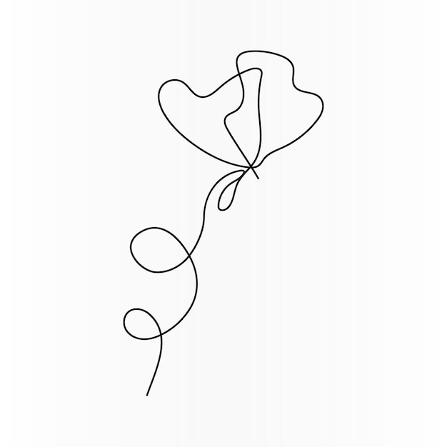 Ilustración de dibujo de arte vectorial continuo de mariposa de una línea y dibujo de línea única