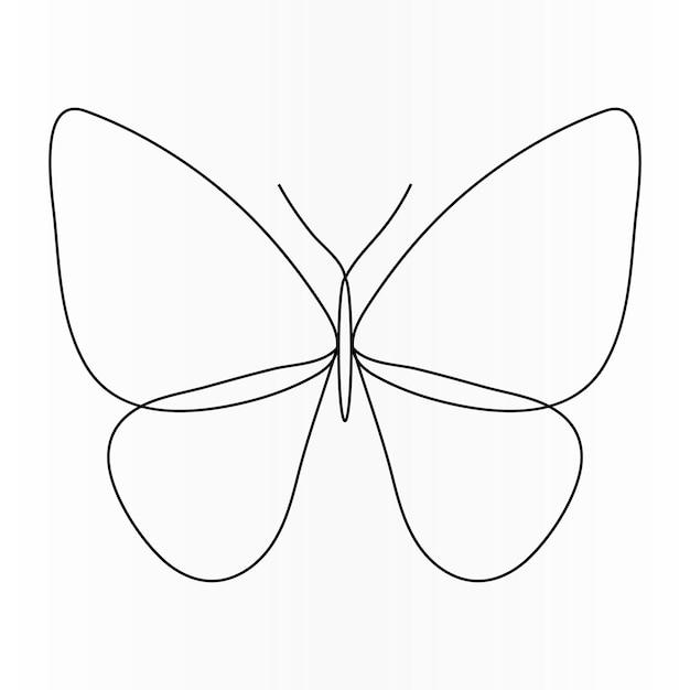 Ilustración de dibujo de arte vectorial continuo de mariposa de una línea y dibujo de línea única