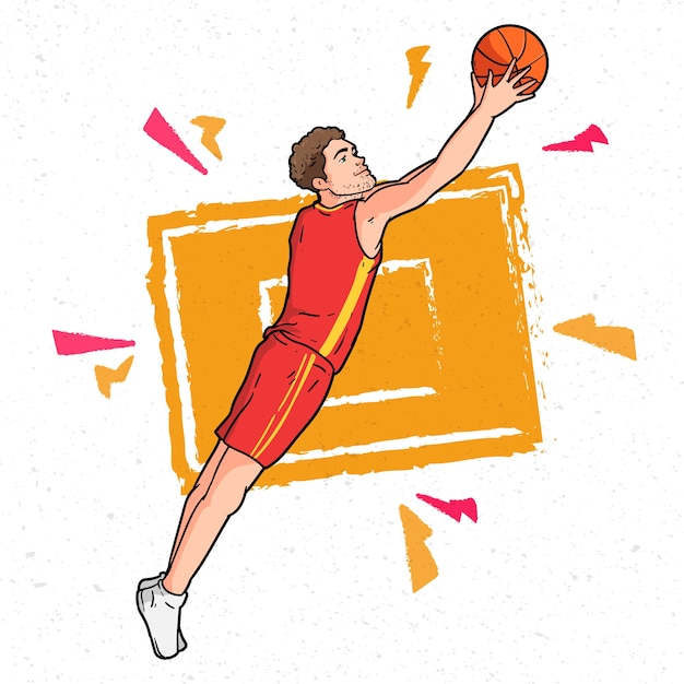 Vector ilustración de dibujo de baloncesto dibujado a mano