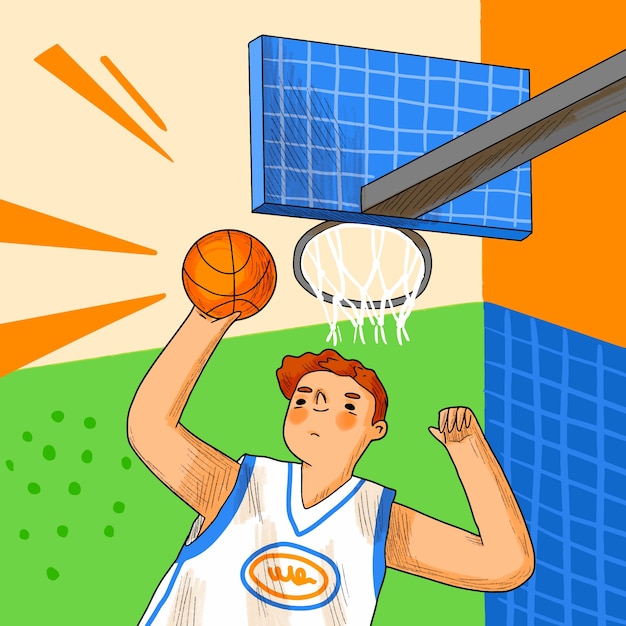 Vector ilustración de dibujo de baloncesto dibujado a mano