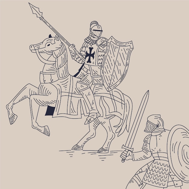 Ilustración de dibujo de batalla dibujada a mano