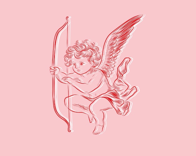 Ilustración de dibujo de bebé ángel dibujado a mano