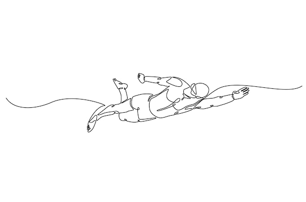 Ilustración de dibujo continuo de una línea de un atleta de natación profesional