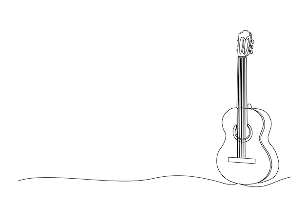 Ilustración de dibujo continuo de una línea de guitarra acústica