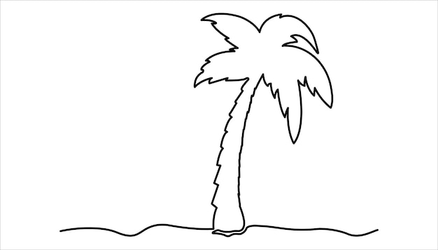 Ilustración del dibujo continuo de una línea de la palmera