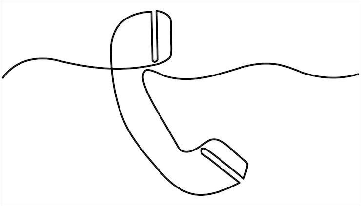 Vector ilustración de dibujo continuo de una línea del teléfono icono del teléfono