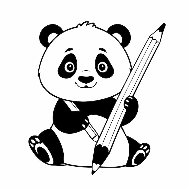 Vector ilustración de dibujo de joyful panda para página de colorear