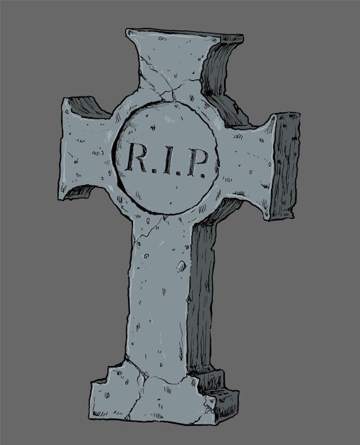 Vector ilustración de dibujo de lápida y lápida