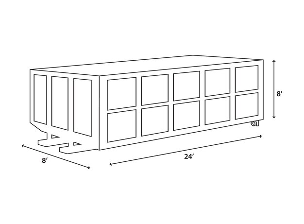 Ilustración de dibujo de línea de contenedor de vector de contorno de contenedor de basura