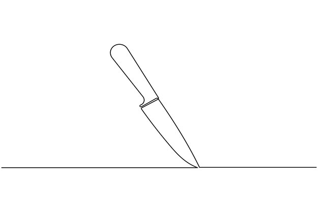 Ilustración de dibujo de línea continua de cuchillo con estilo minimalista para la cocina