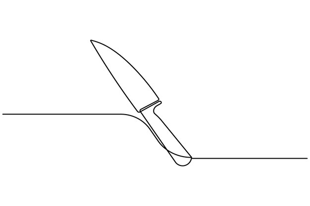 Ilustración de dibujo de línea continua de cuchillo con estilo minimalista para la cocina
