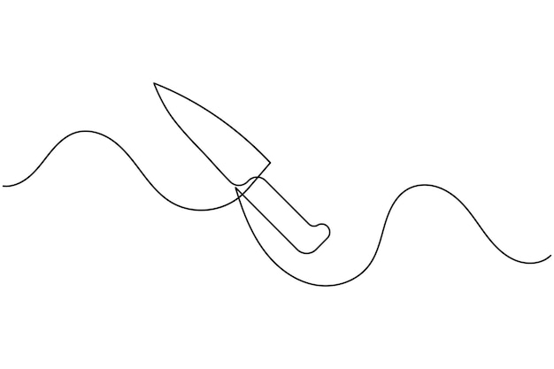 Ilustración de dibujo de línea continua de cuchillo con estilo minimalista para la cocina