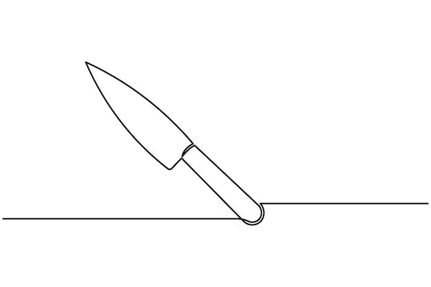 Ilustración de dibujo de línea continua de cuchillo con estilo minimalista para la cocina