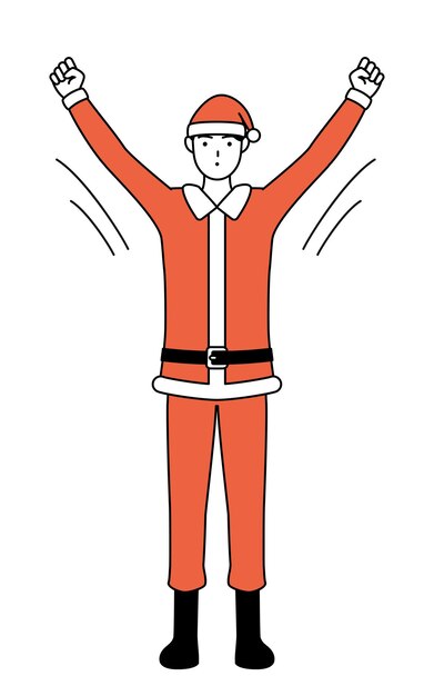 Vector ilustración de dibujo de línea simple de un hombre vestido como santa claus respirando profundamente