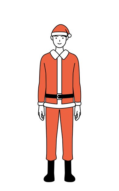 Ilustración de dibujo de línea simple de un hombre vestido como Santa Claus