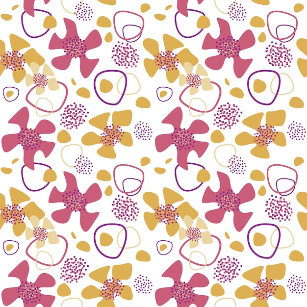 Ilustración de dibujo de línea vectorial con forma abstracta. Flores y puntos tropicales. Resumen versátil