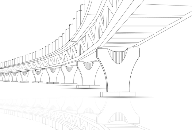 Vector ilustración de dibujo lineal del puente padma de bangladesh