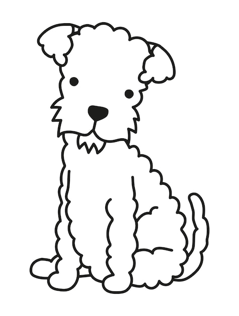 Ilustración de dibujo de líneas vectoriales de perros Airedale terrier