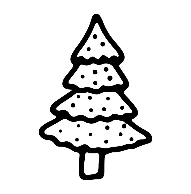 Ilustración de dibujo a mano del árbol de Navidad elemento minimalista lindo