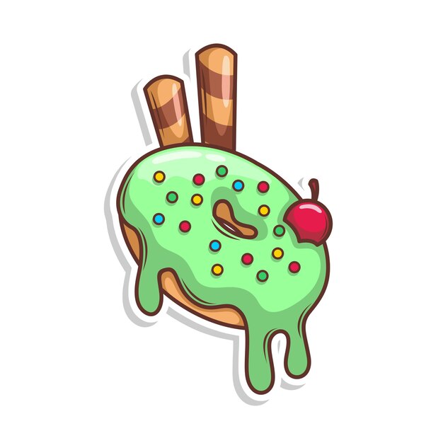 Ilustración de dibujo a mano de un vector de rosquilla deliciosa
