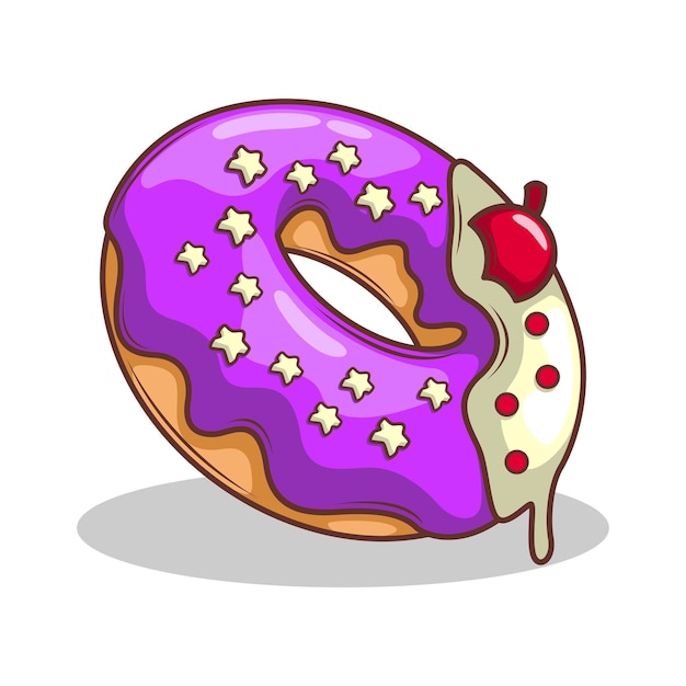 Ilustración de dibujo a mano de un vector de rosquilla deliciosa
