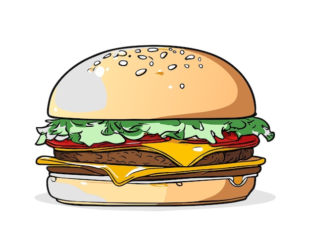 Vector ilustración de dibujo a mano vectorial de una hamburguesa