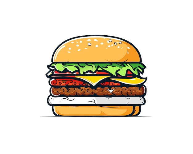 Vector ilustración de dibujo a mano vectorial de una hamburguesa