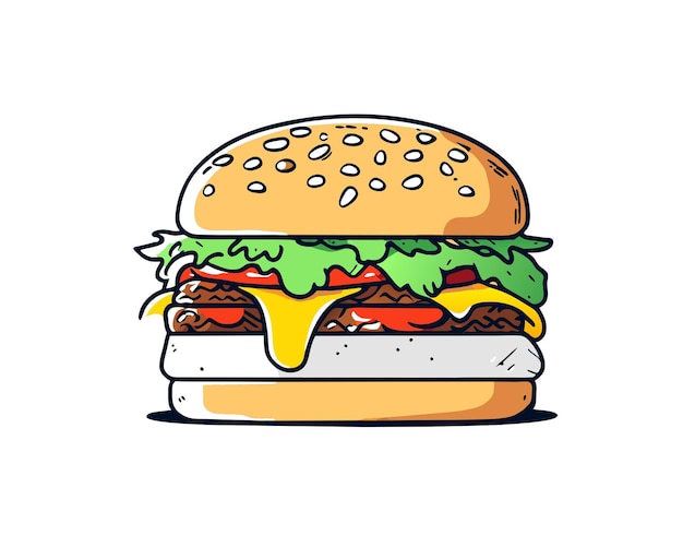 Vector ilustración de dibujo a mano vectorial de una hamburguesa