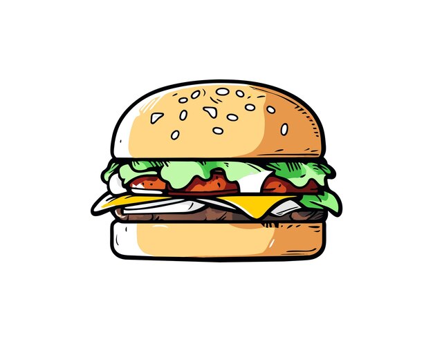 Ilustración de dibujo a mano vectorial de una hamburguesa