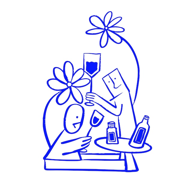 Ilustración de dibujo manual de la fiesta de mocktail