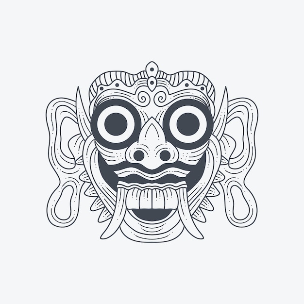 Ilustración de dibujo de máscara de bali